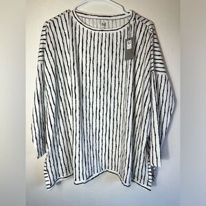 NWT M x MATTHILDUR Women's Size S/M Icelandic Shirt Artsy Striped Boxy Lagenlook